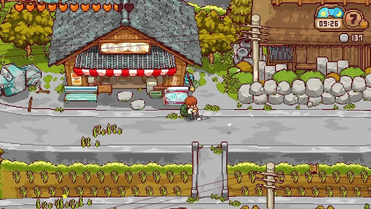 閉店した駄菓子屋の店先のゲーム画面