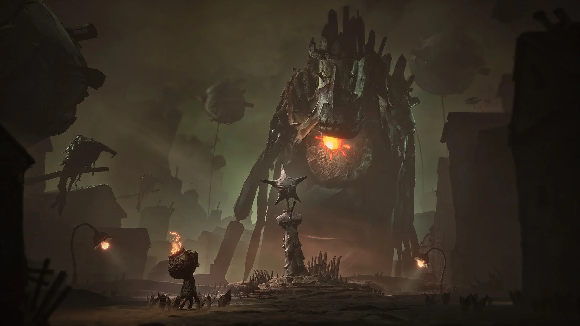 『The Midnight Walk』の巨大なボスらしき怪物とPotboy。ゲームのクライマックスを思わせるシーン。