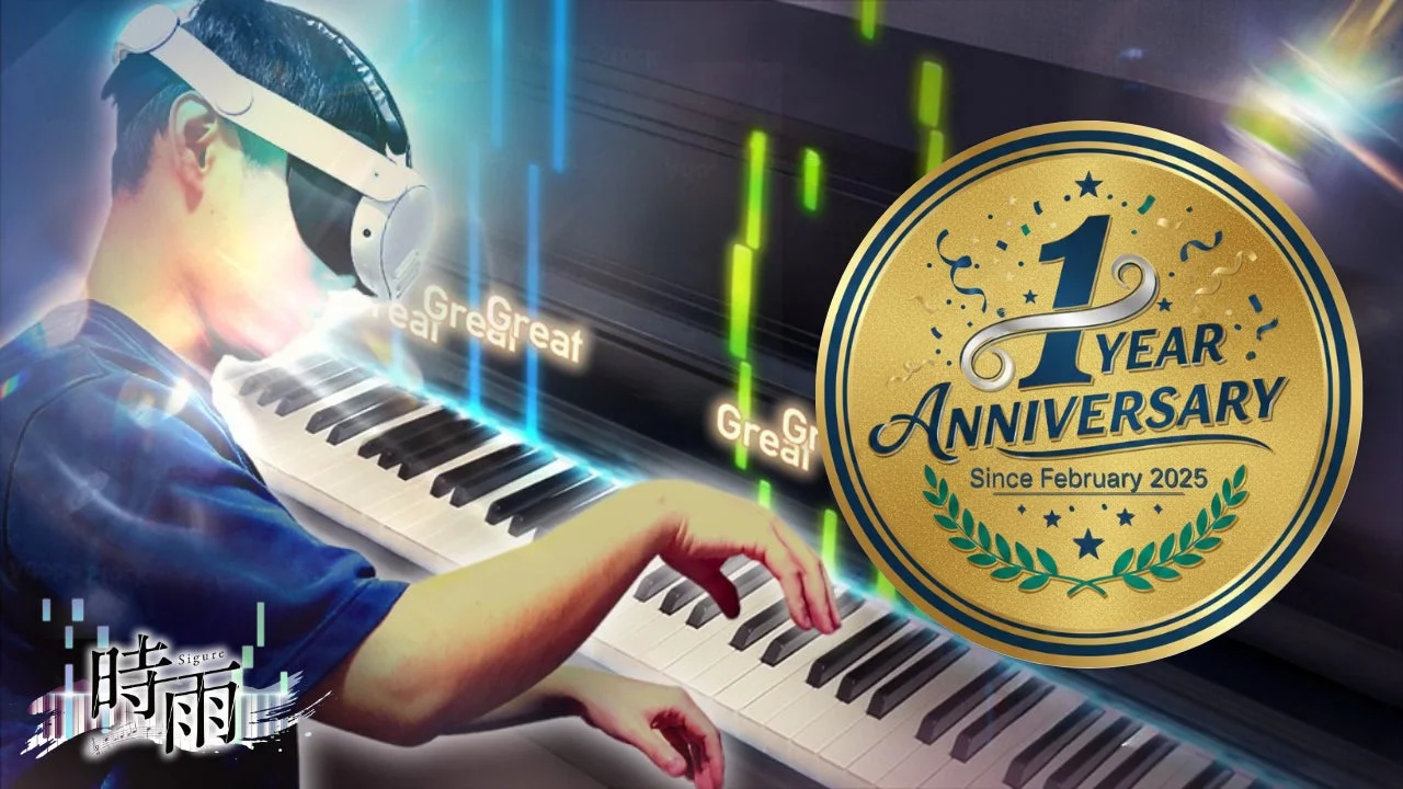 VRピアノゲームSigureの1周年を祝うメインビジュアル