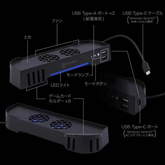 SW2ドックも冷やすッチの各部名称と機能を示す図解