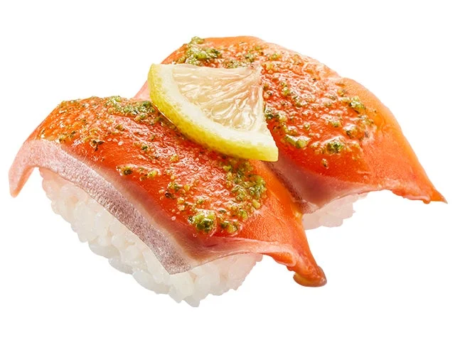 かっぱ寿司のサーモンバジル塩レモン寿司二貫