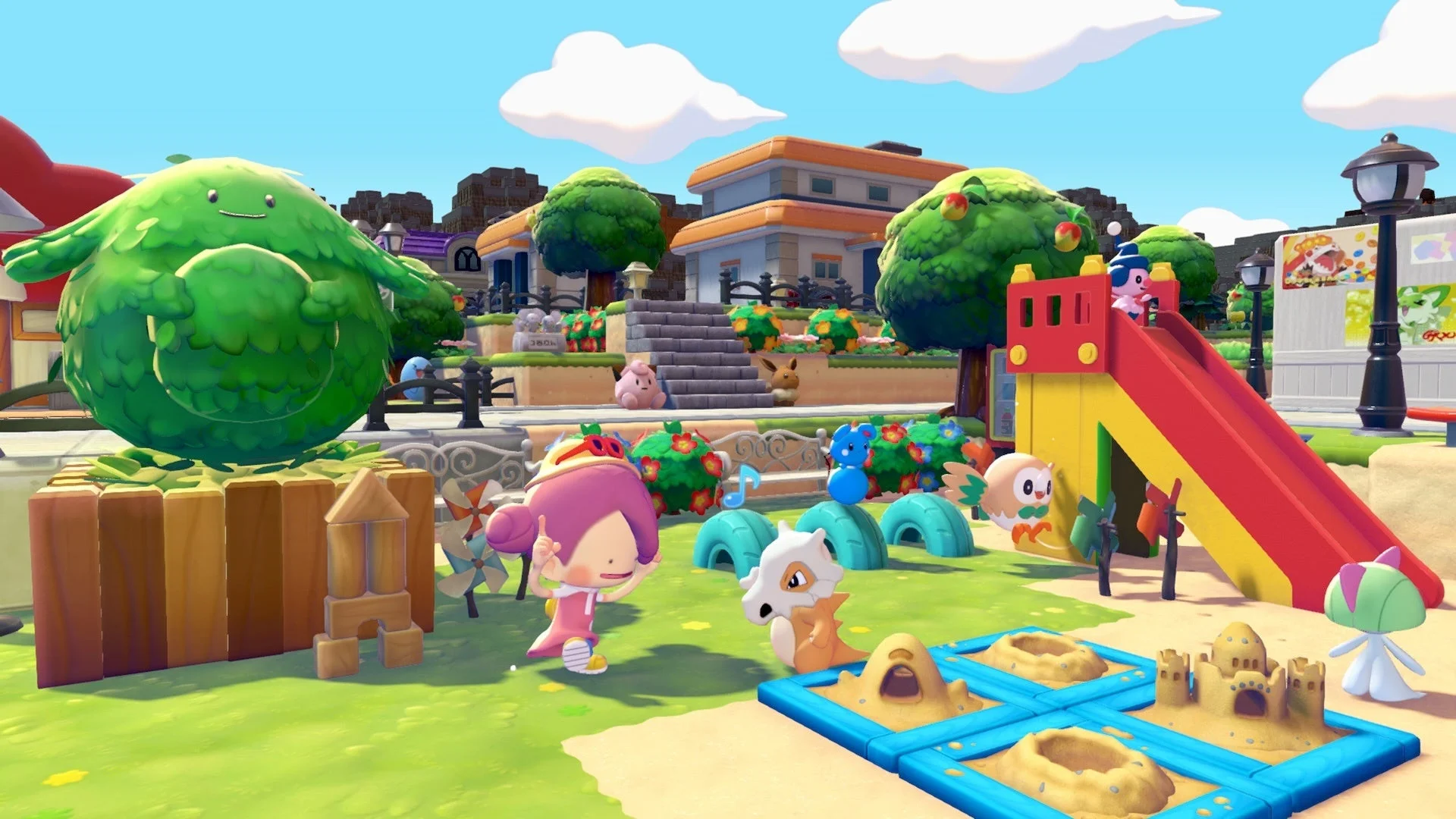 「ぽこ あ ポケモン」ゲーム画面：ポケモンたちが暮らす街の様子