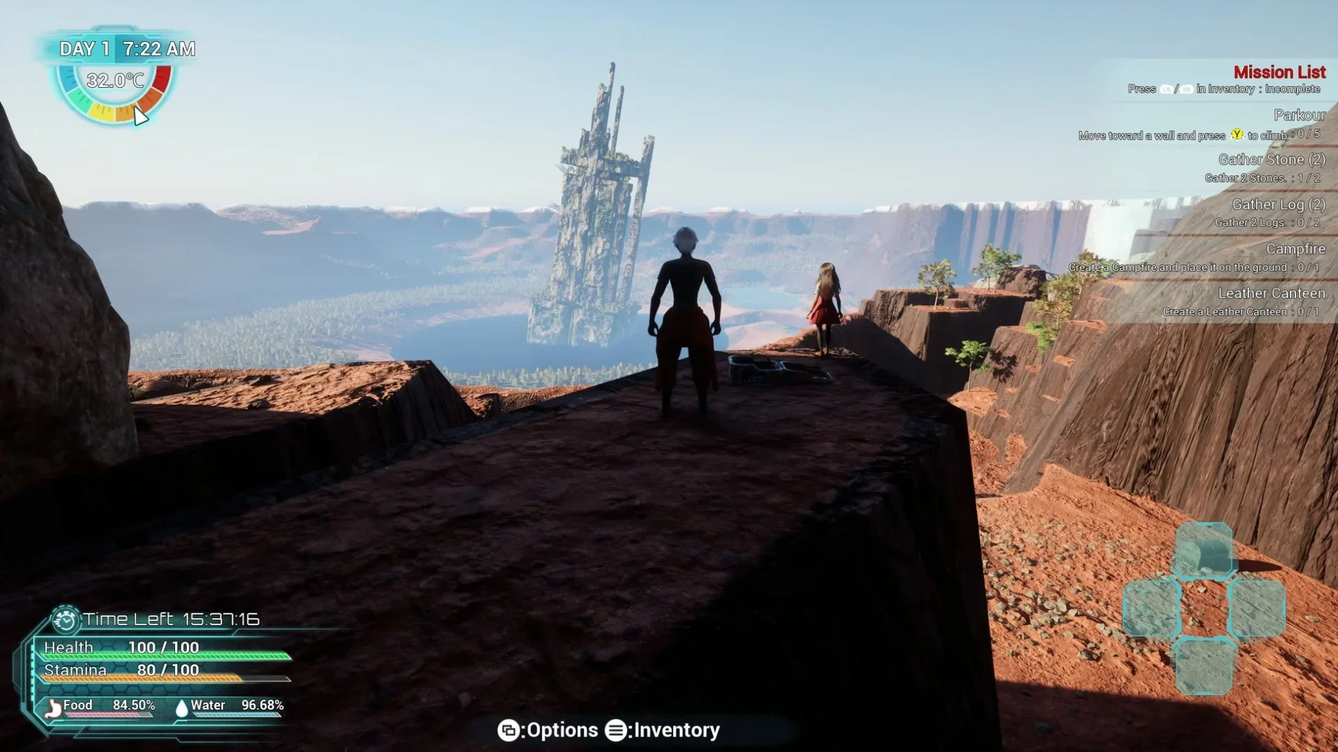 『Exelio -エグゼリオ』広大なセミオープンワールドを探索するゲーム画面