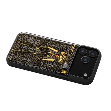 FLASH EVA01 基板アート iPhone 17 Proケース LED発光イメージ (斜め)