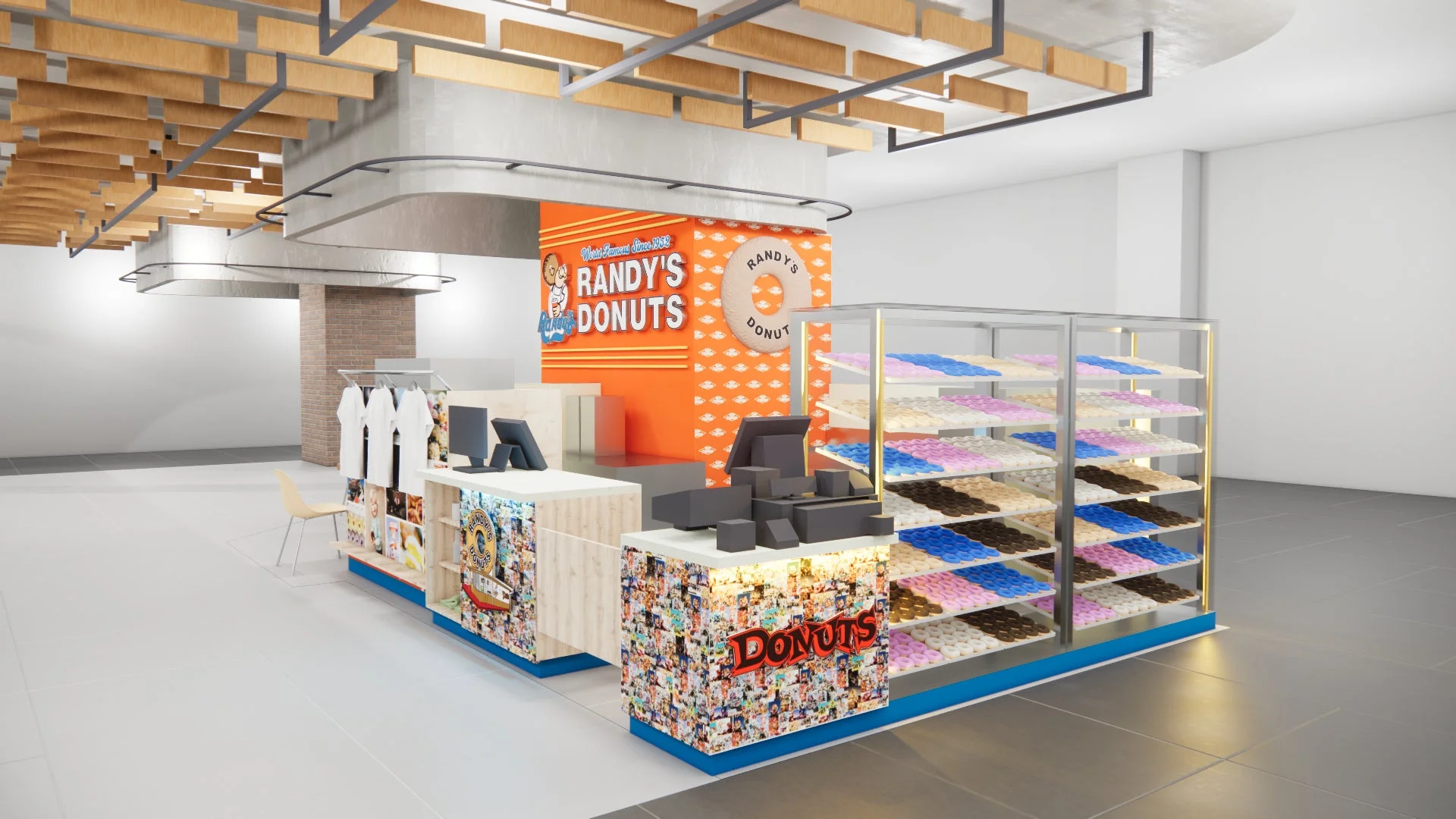 ランディーズドーナツ有楽町マルイ店のドーナツが並ぶショーケース