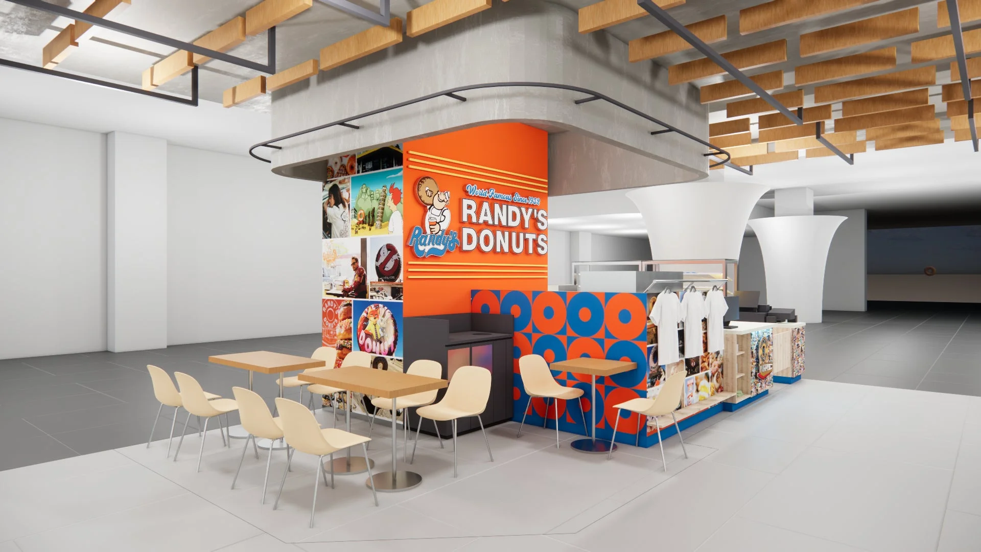 ランディーズドーナツ有楽町マルイ店の広々とした店内とイートイン席