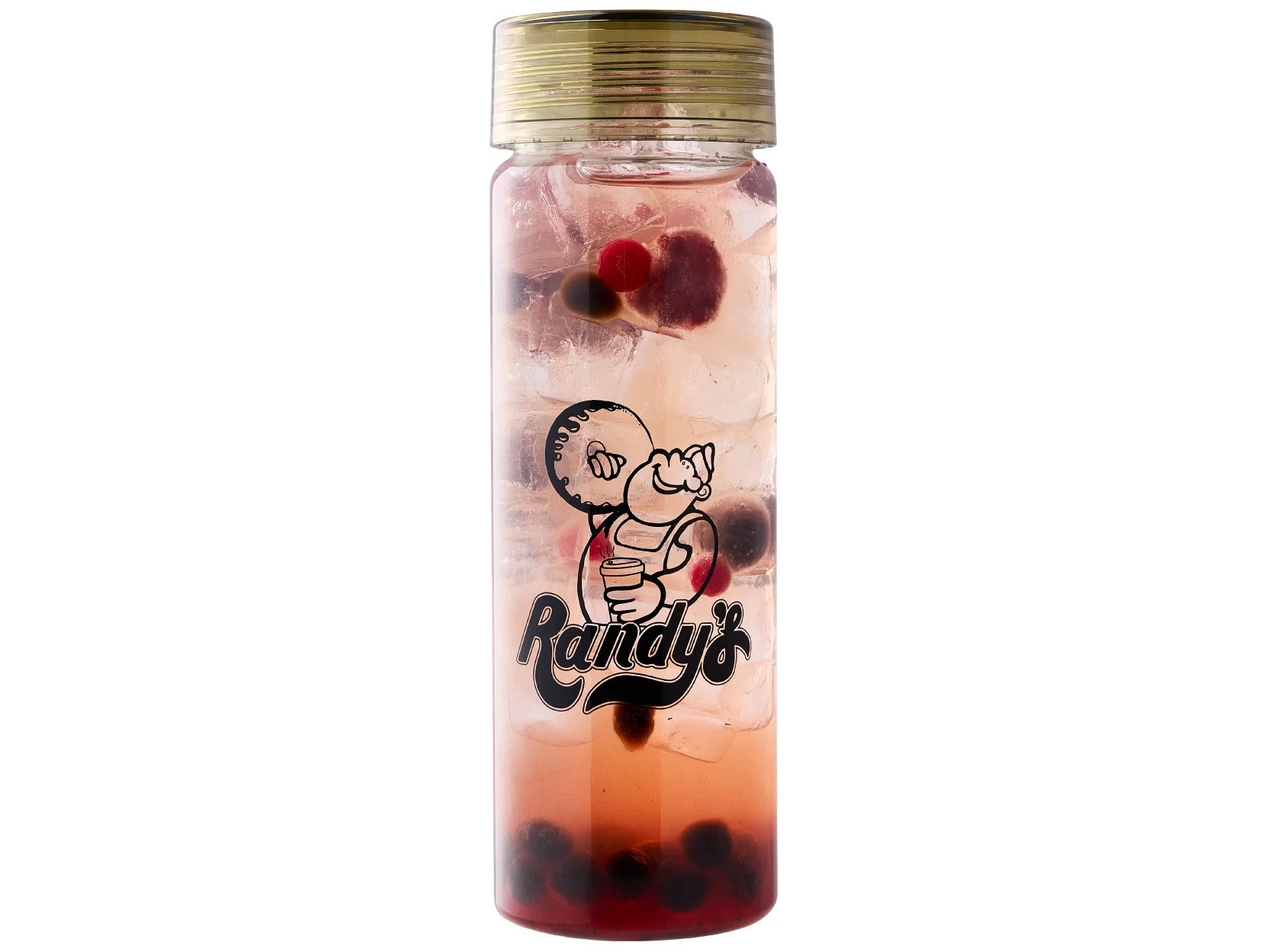 「Randy's Boy」のタンブラーに入ったベリータピオカレモネード