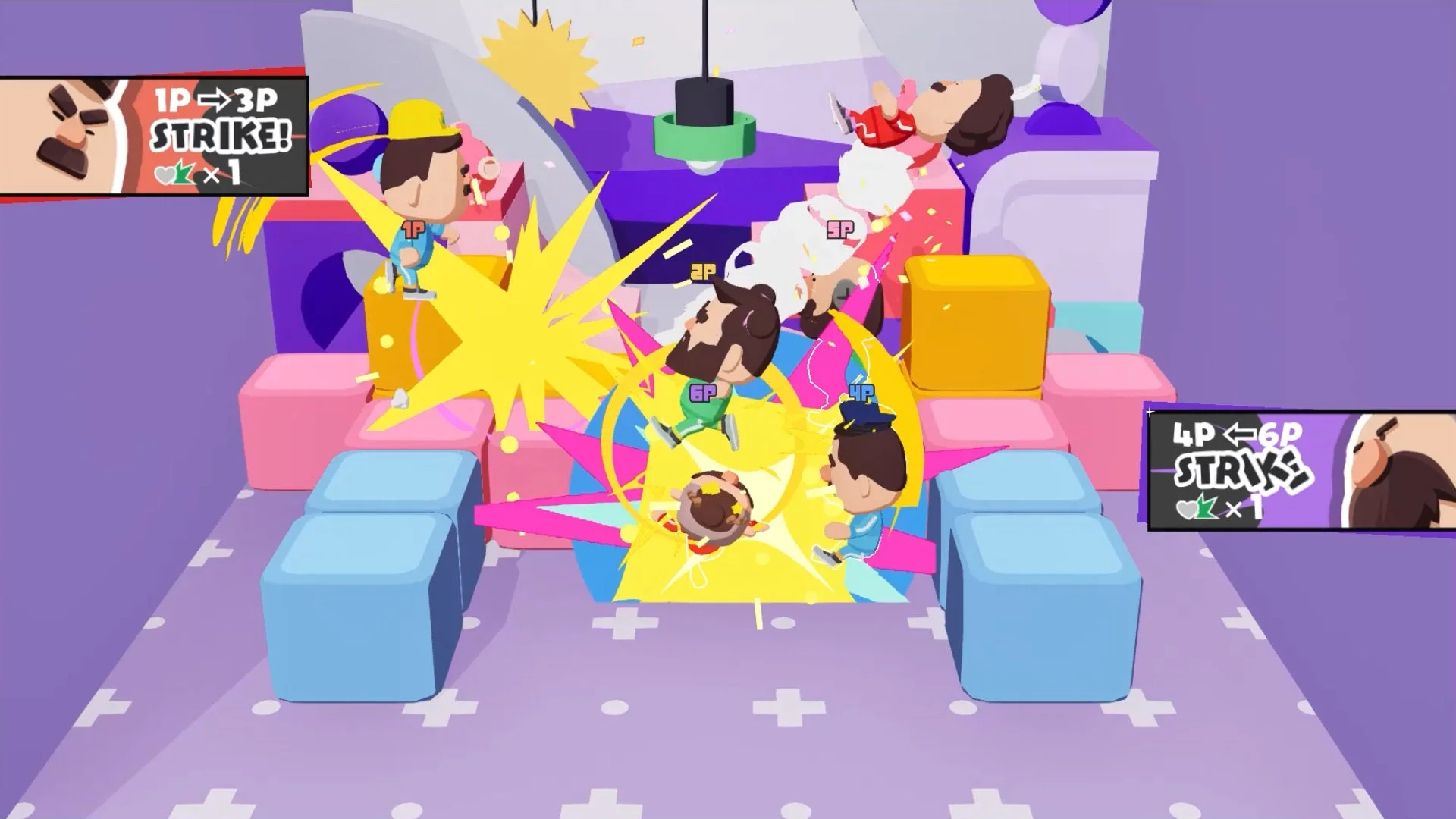 ラウンド制でポイントを競う「サドンスマッシュ」モードのゲーム画面