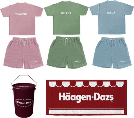 ハーゲンダッツオリジナルデザインのルームウェアとタオルが入ったグッズ缶