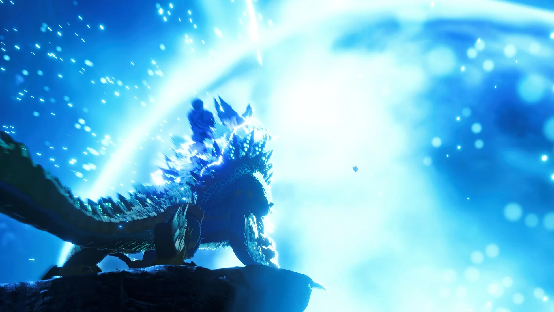 雷狼竜ジンオウガにライダーが乗る戦闘シーン