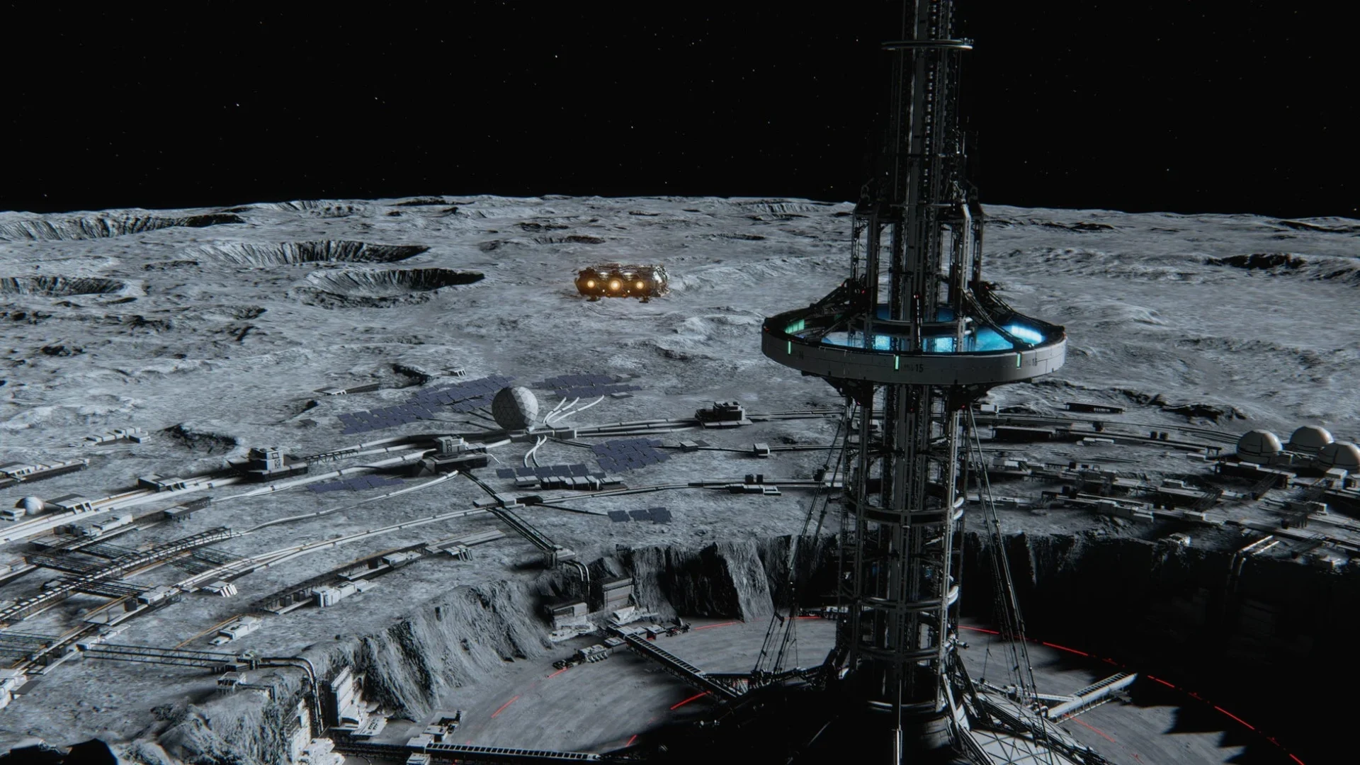 月面世界に広がる巨大な施設