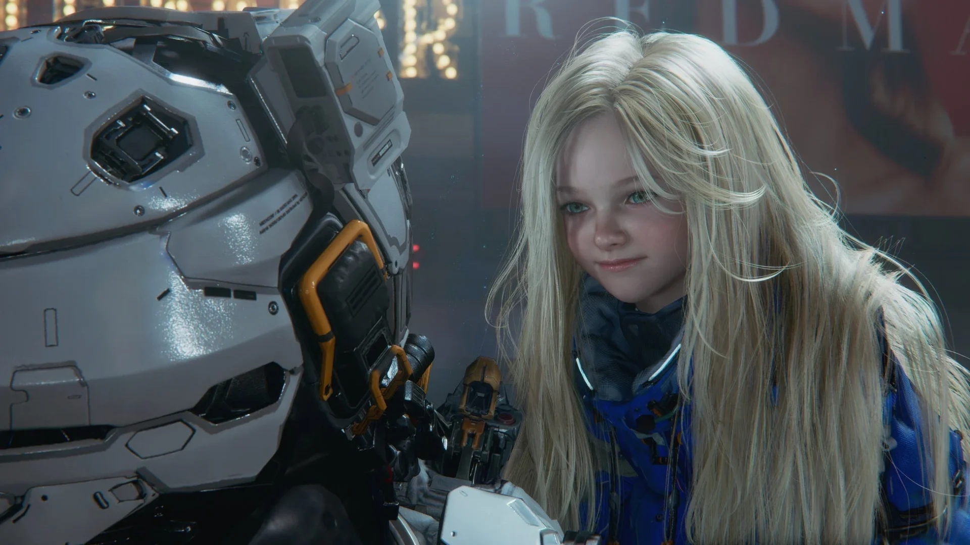 ロボットを見上げるディアナ