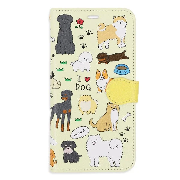iPhone 手帳型ケースの犬柄デザイン