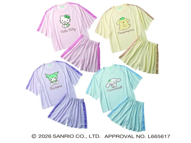 サンリオキャラクターズグリーンコレクションのキッズルームウエア4種類