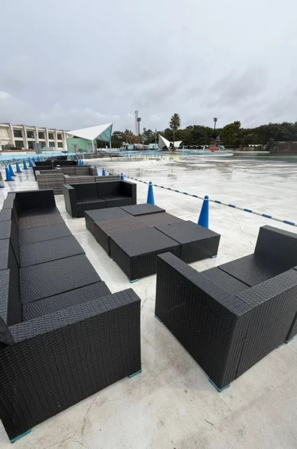 プリンセスミュージック花火の最前列VIP席（設営中）