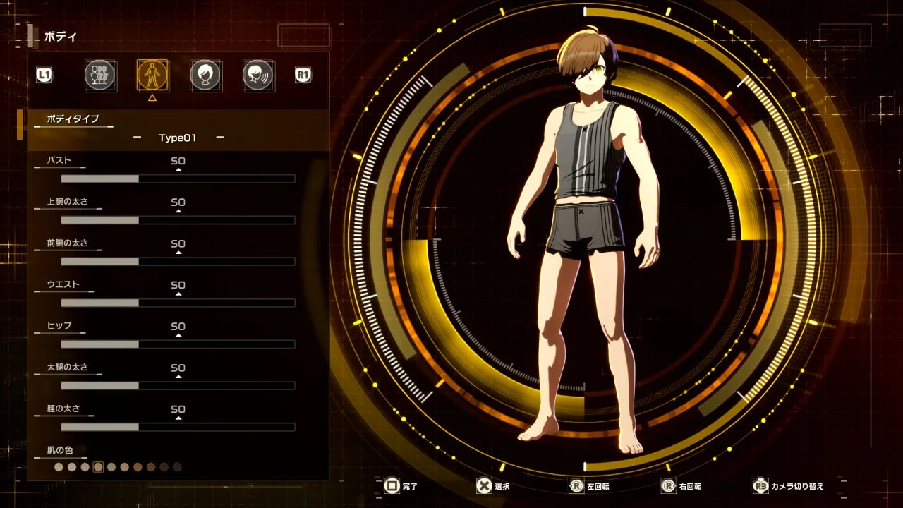 「Echoes of Aincrad」のキャラクターカスタマイズ画面