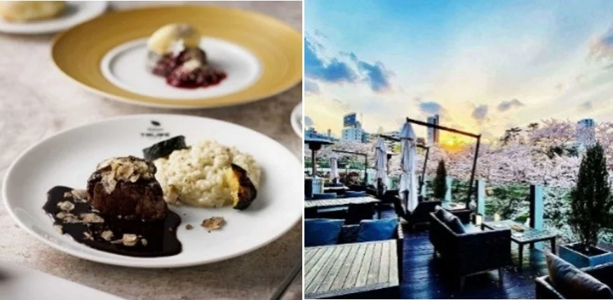 Artisan de la Truffe parisの桜コース料理とテラス席