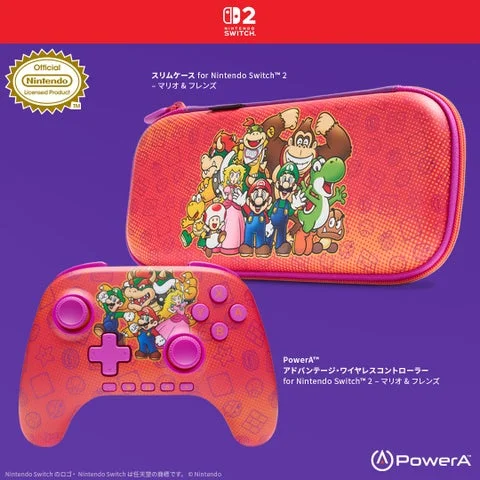 PowerAマリオ&フレンズコントローラーとスリムケースが並べられた画像