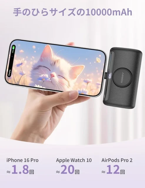 RORRY Palmgo 小型携帯電話用バッテリー、容量 10000mAh