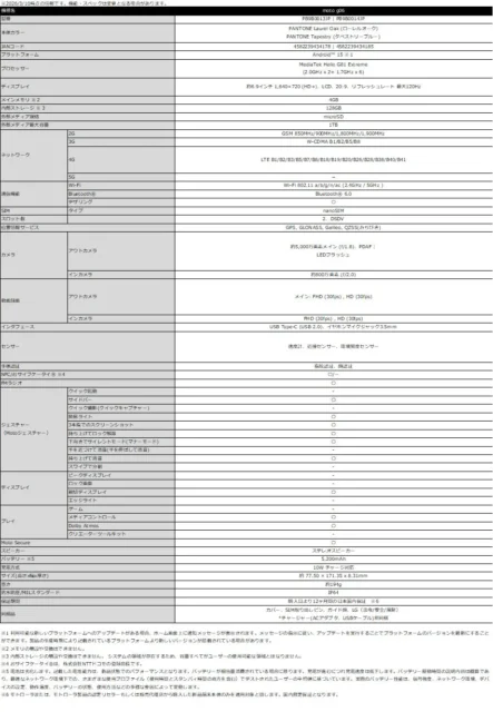 moto g06の製品仕様詳細表