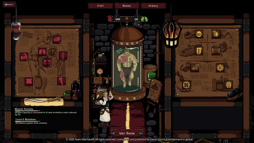 キャッスル・オブ・アルケミストのキャラクター強化UI画面