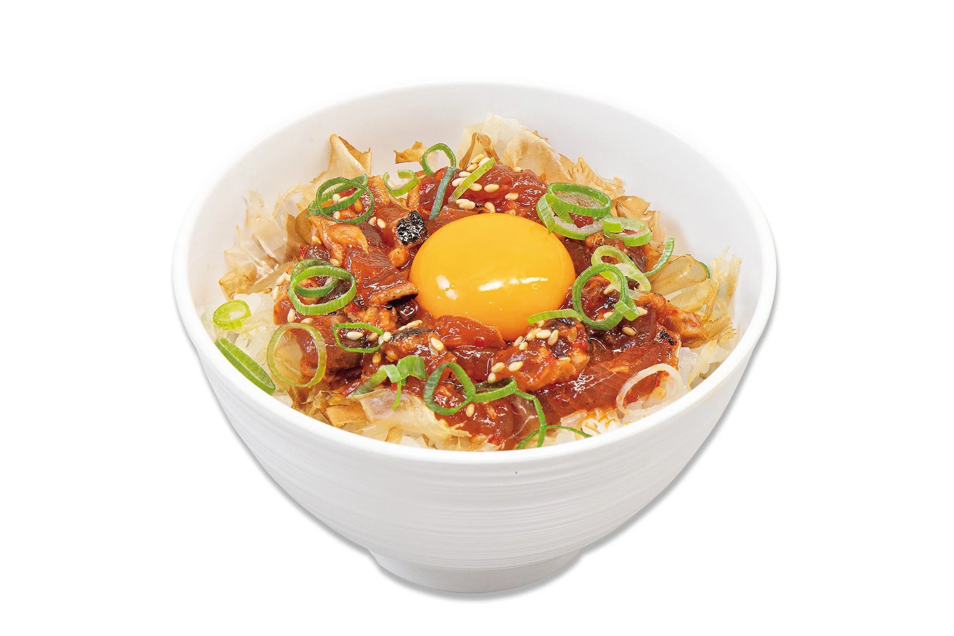 濃厚な黄身と鰹の風味が広がるじゅうじゅうカルビの鰹ユッケ丼