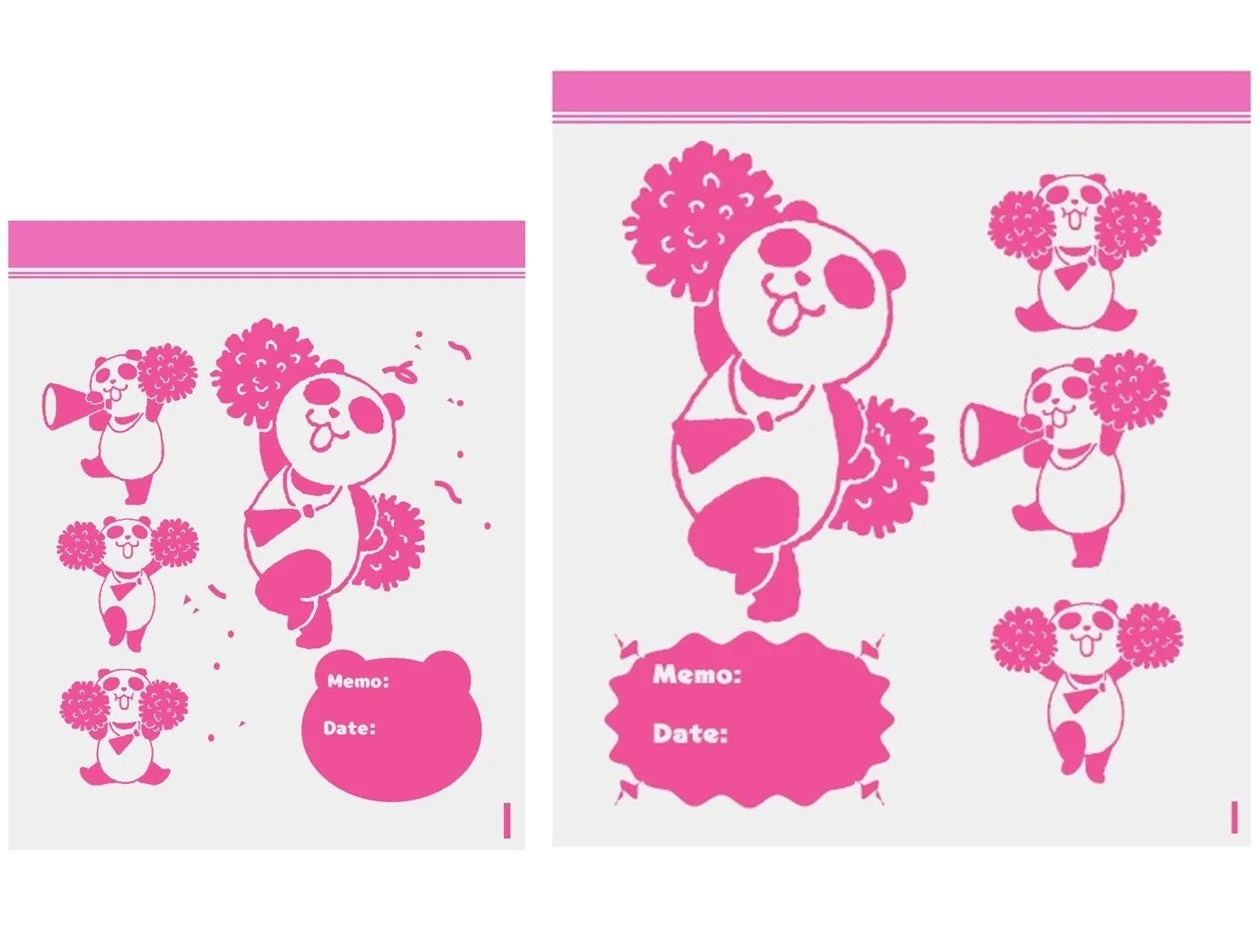 超！春トク祭りオリジナルキャラクター「チアパンダ」デザインのフリーザーバッグ2サイズ。