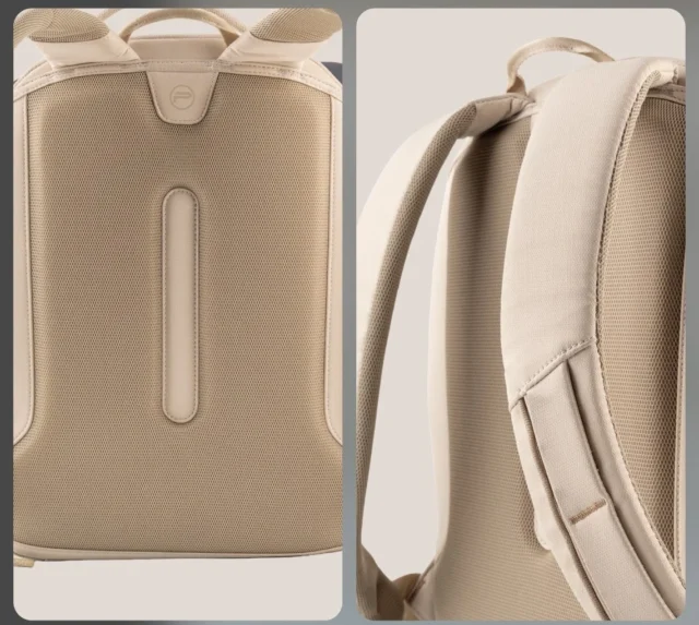 PGYTECH OneGo Lite バックパックの快適な背面構造とショルダーストラップ