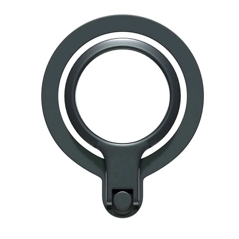 ブラックのMagSafe対応リングホルダーのリングを閉じた状態（上から）