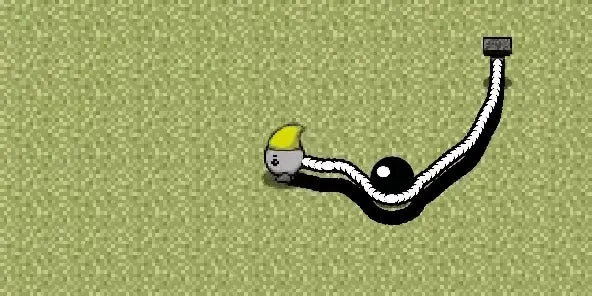 ロープでボールをはね返すアクションのゲーム画面