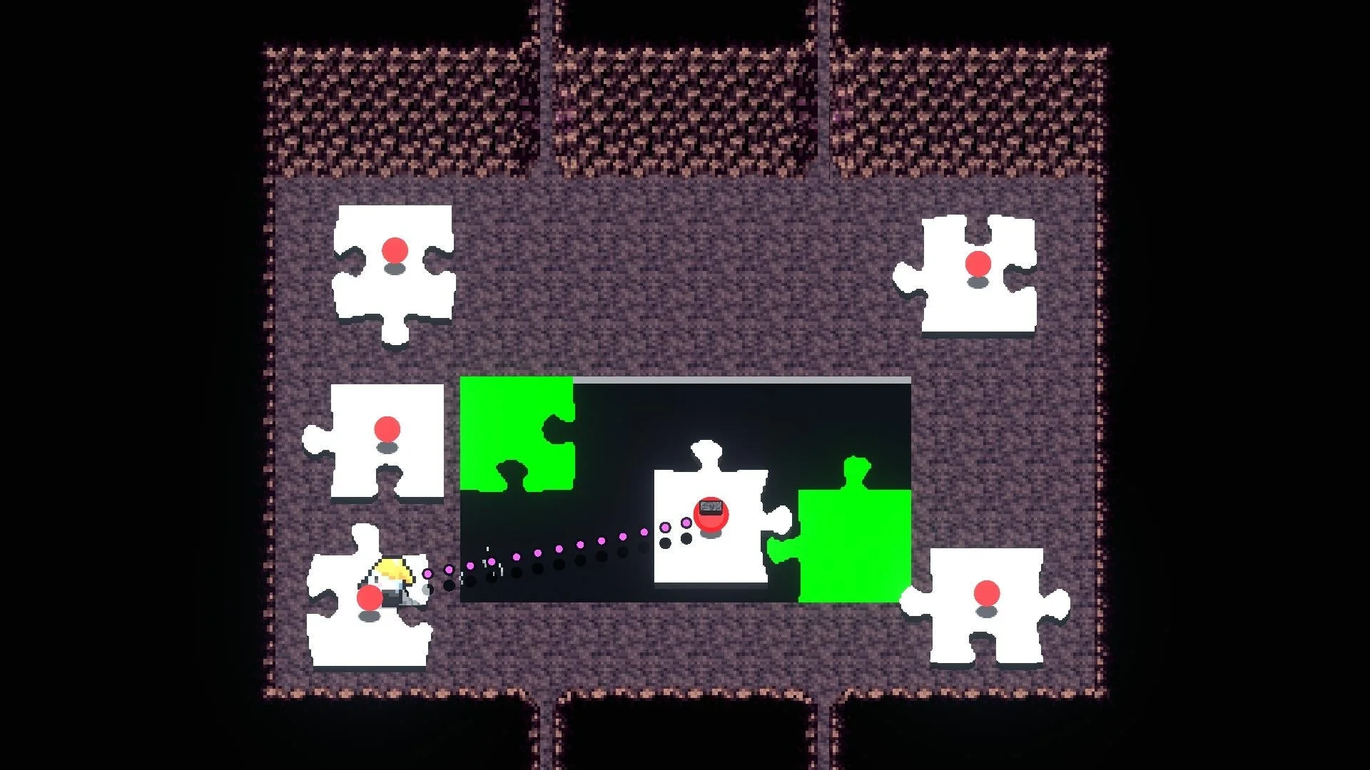 パズルピースのようなギミックがあるステージのゲーム画面