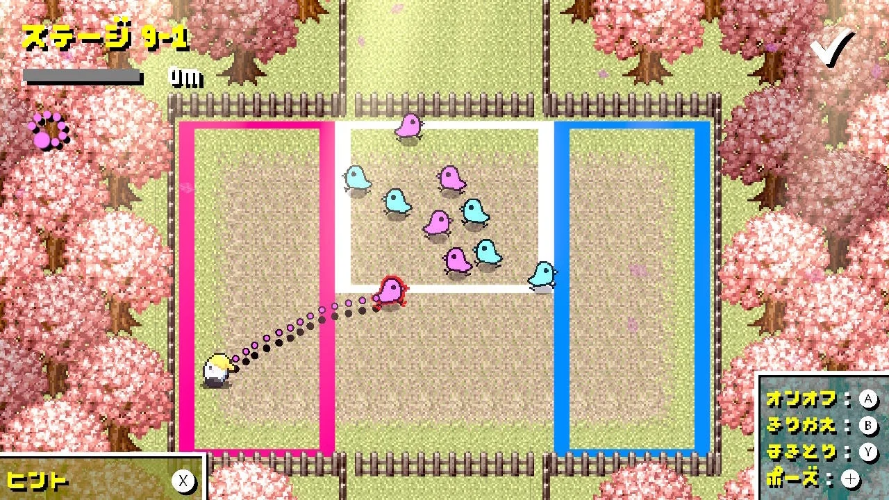 複数の鳥型敵キャラクターと戦うゲーム画面