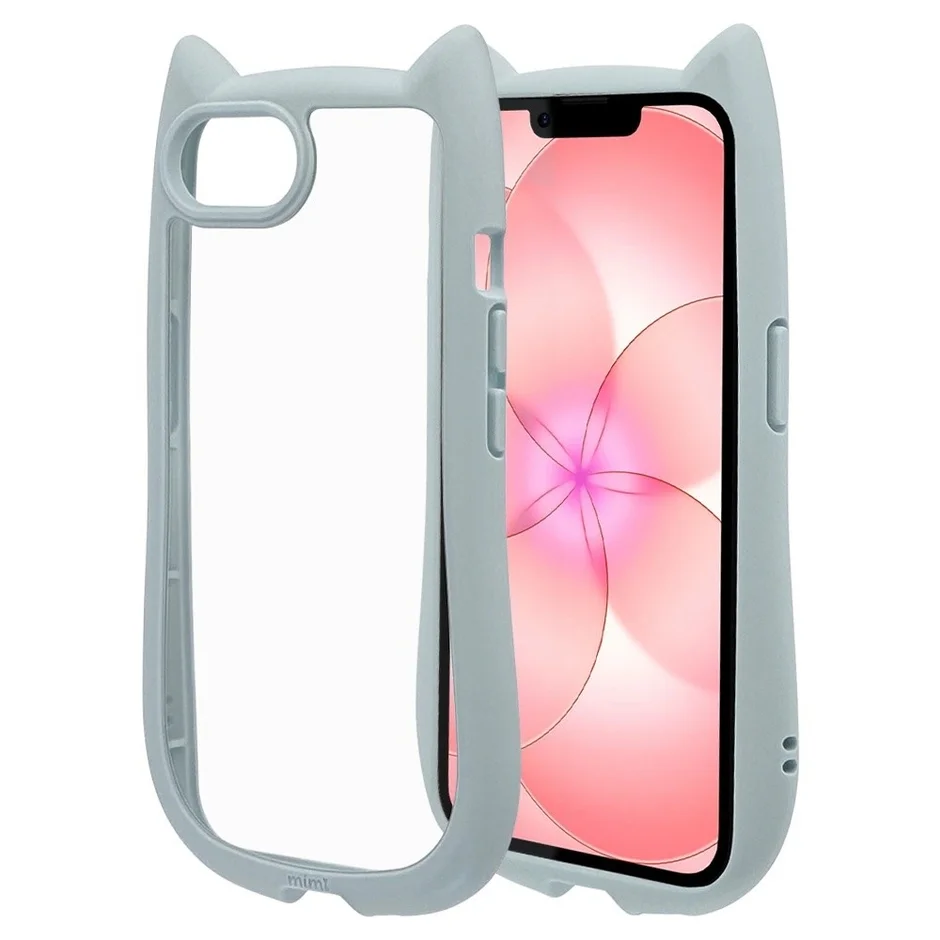 スモーキーブルーのiPhoneケース「ネコミミケース」