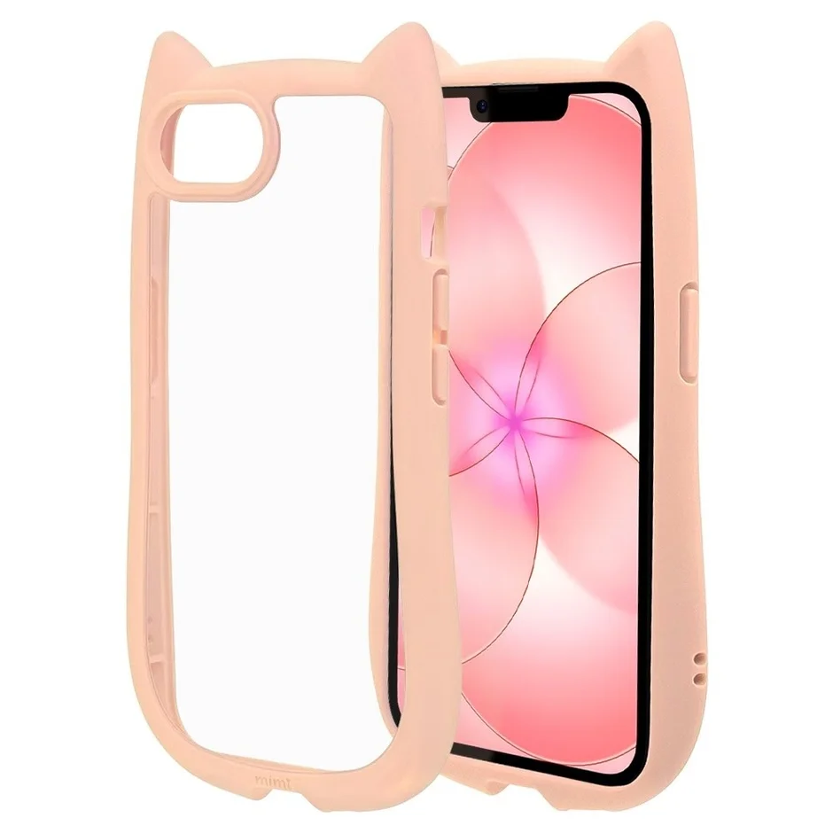 スモーキーピンクのiPhoneケース「ネコミミケース」