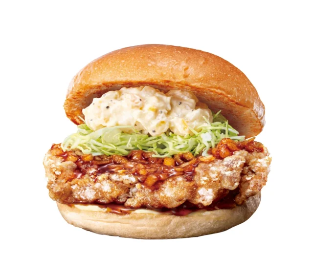 ゼッテリアのチキン南蛮タルタルバーガー、具材がよく見える角度