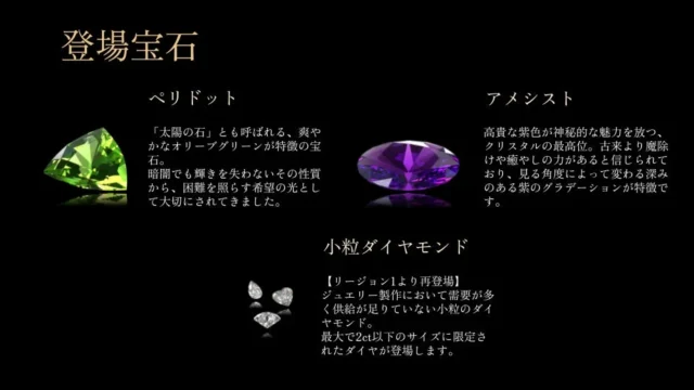 ペリドット、アメシスト、小粒ダイヤモンドの紹介
