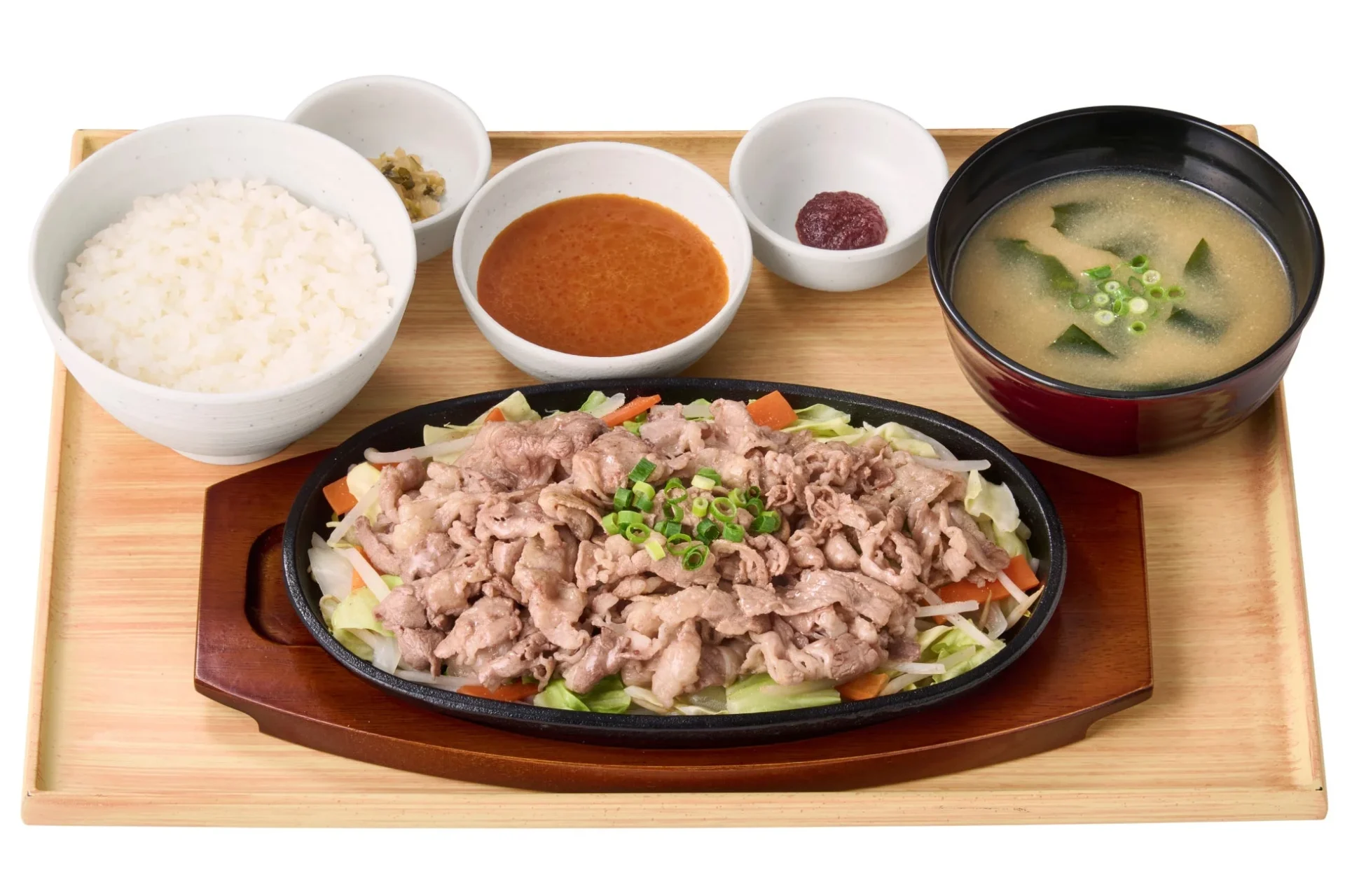 ～1/2日分の野菜が摂れる～【お肉2倍】牛焼きしゃぶ定食（特製味噌だれ/辛子味噌）