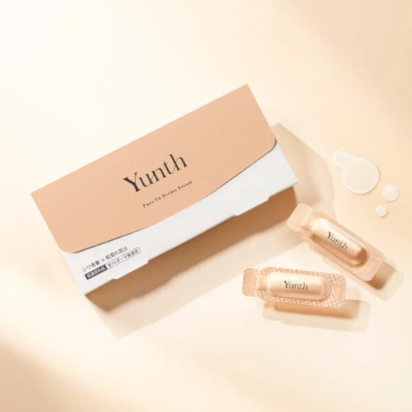 Yunth 生レチノール美容液VAダーマセラムのパッケージとアンプル