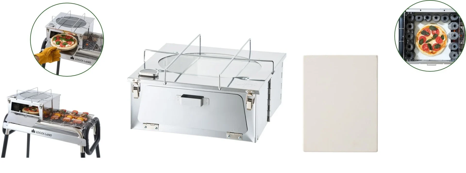 BBQ DE オーブンでピザを焼く様子と専用ピザプレート