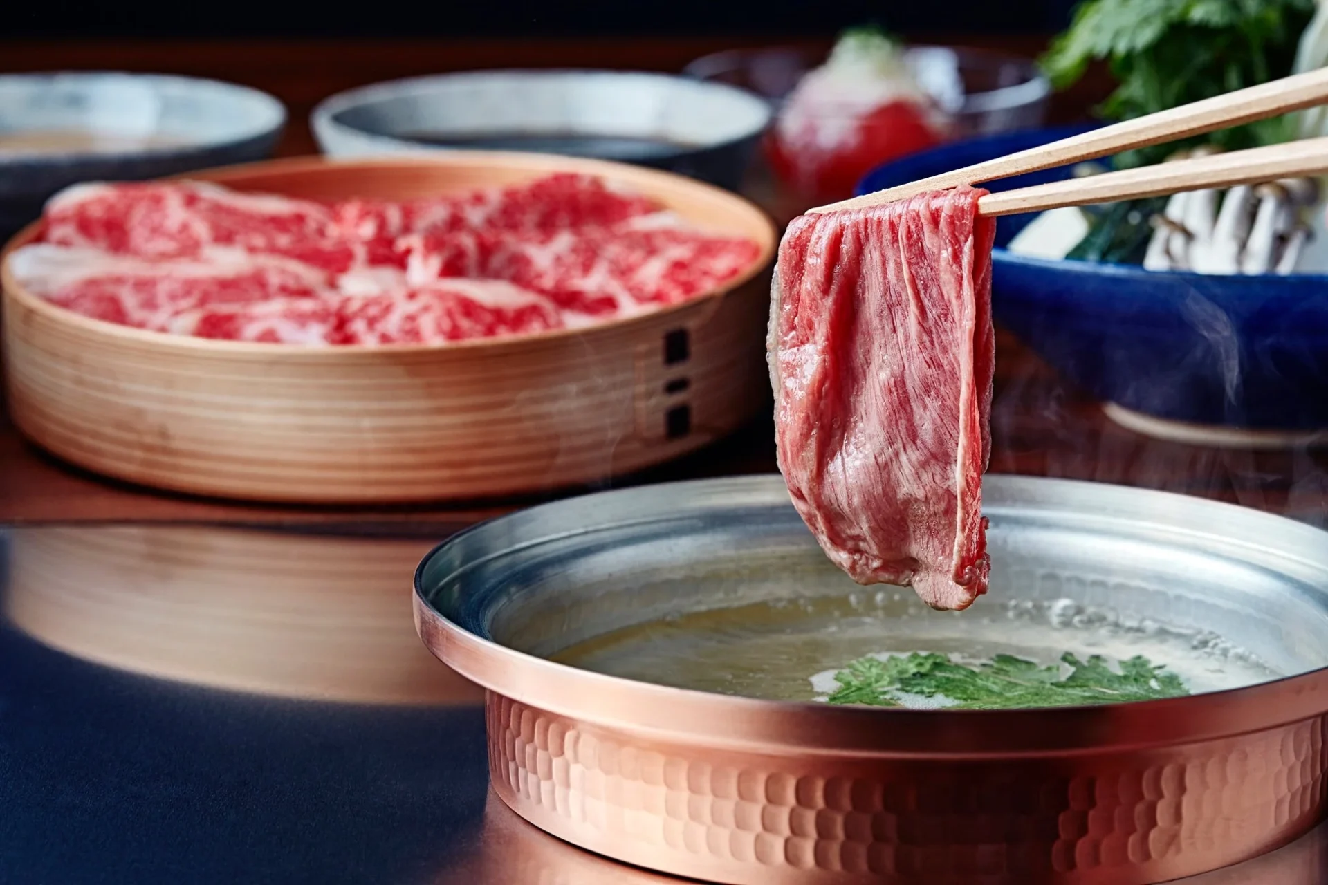 しゃぶしゃぶ山笑ふで提供される黒毛和牛のしゃぶしゃぶ