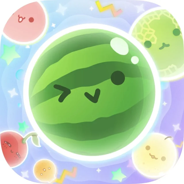 スイカゲームぷらねっとのアプリアイコン。中央に大きなスイカ。