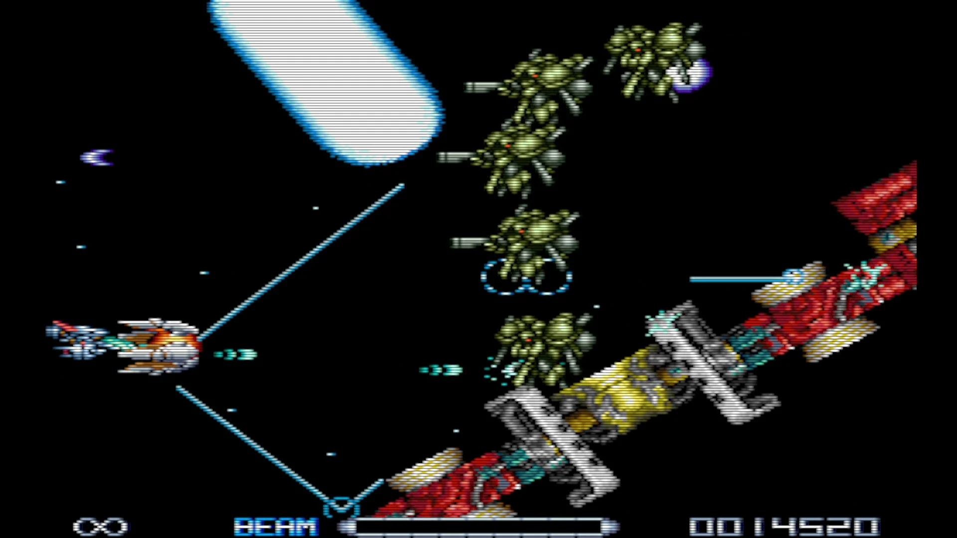 「R-Type Dimensions III」の忠実に再現された2Dグラフィックでのゲームプレイ画面