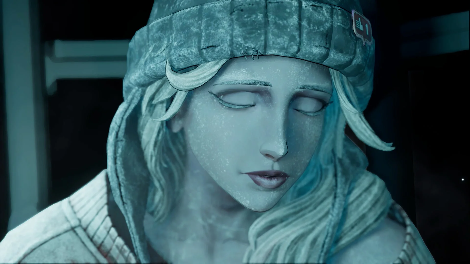 凍死状態で眠るヒロインのジュリア