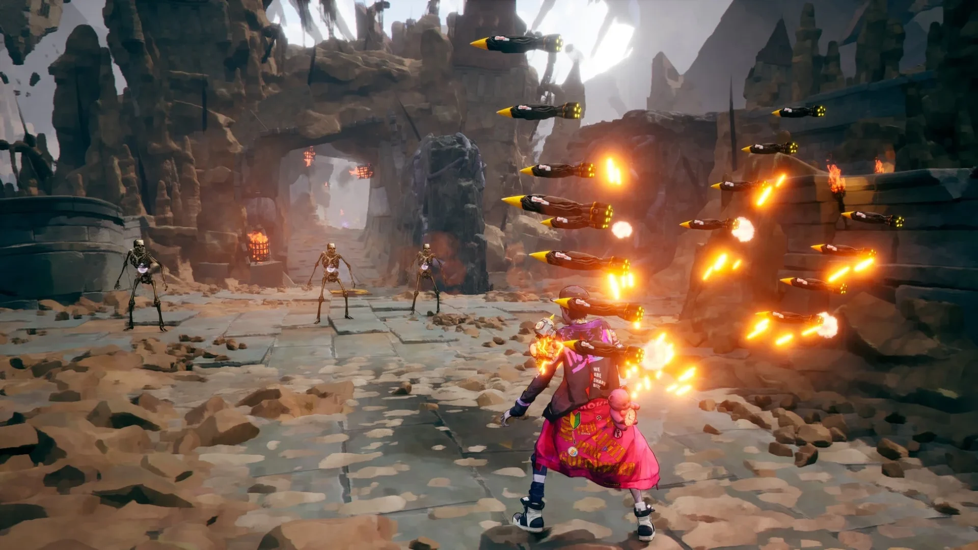 ミサイルポッドで敵を攻撃するデイビィの戦闘画面