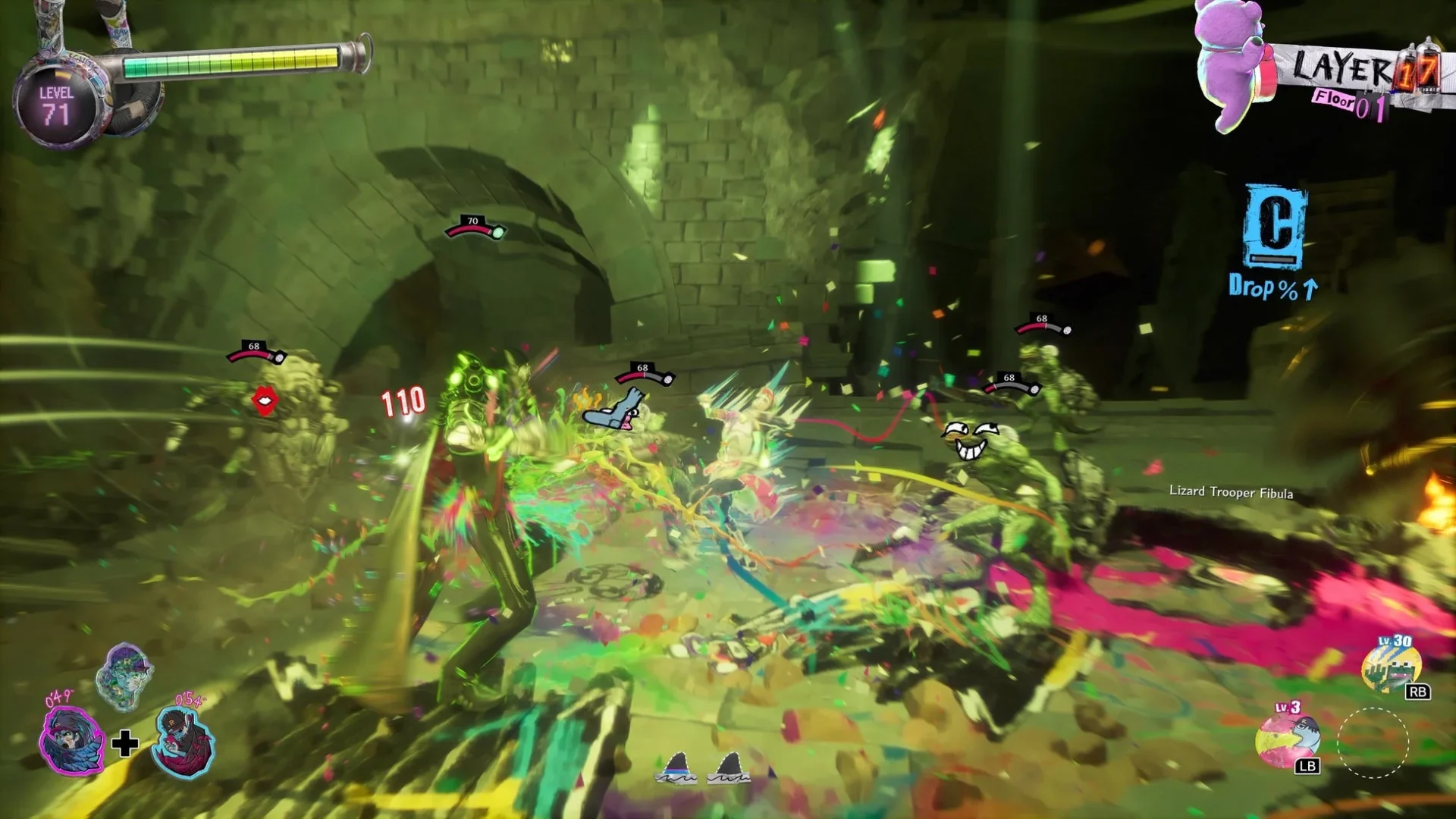 デイビィバースト発動後の戦闘画面