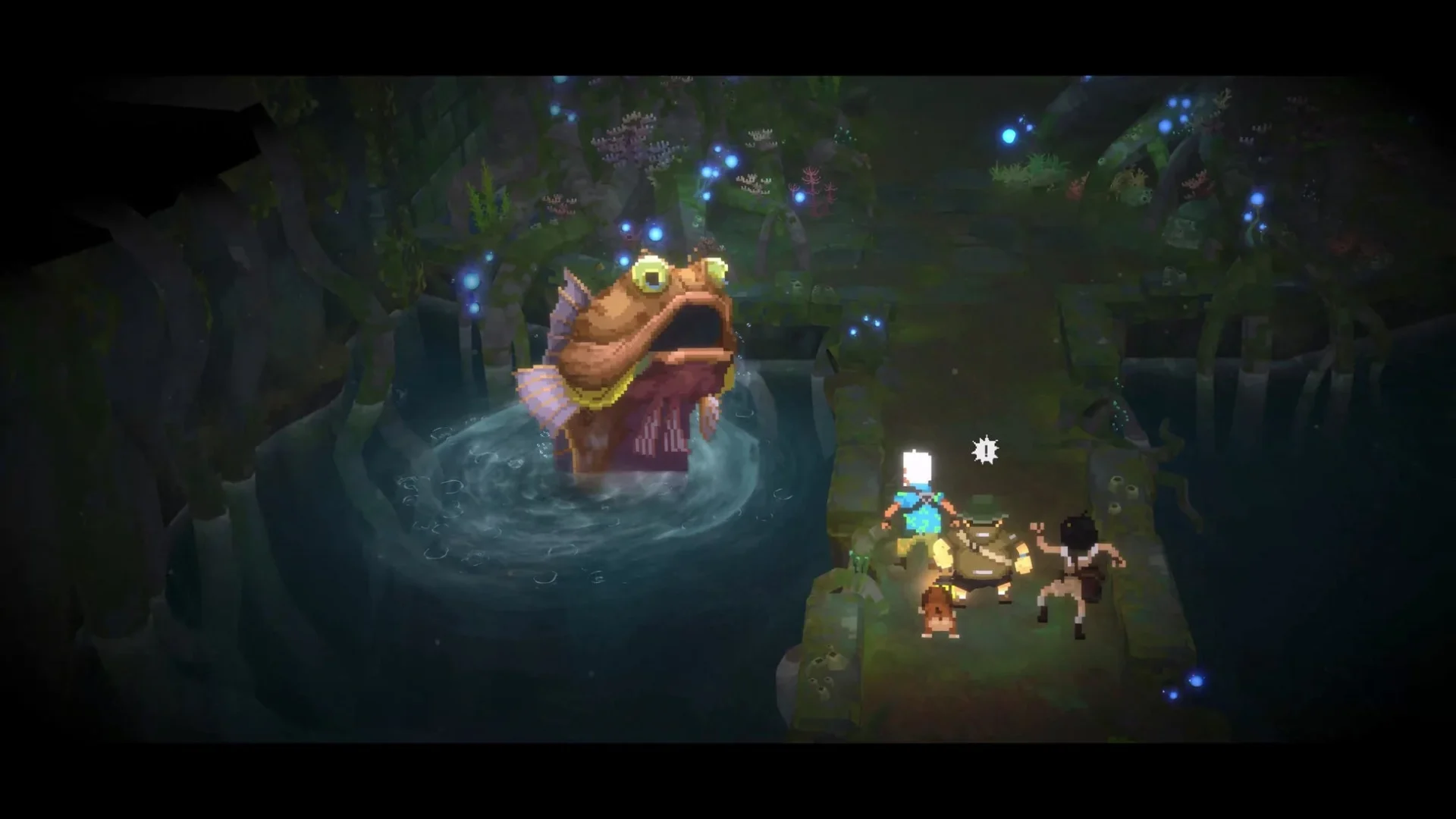 淡水湖に潜む巨大な生物と戦うデイヴ