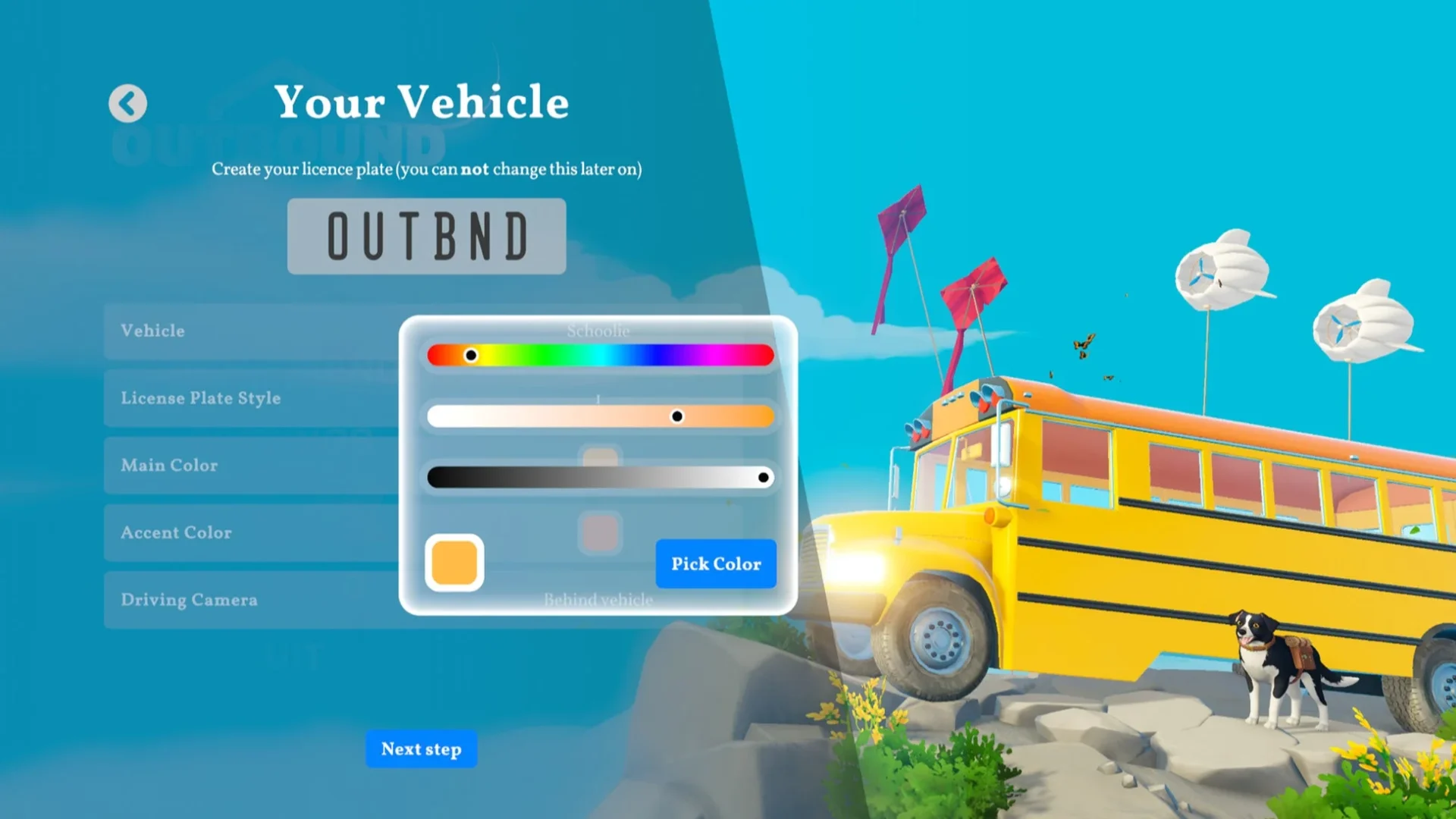 スクールバスの車両カスタマイズ画面