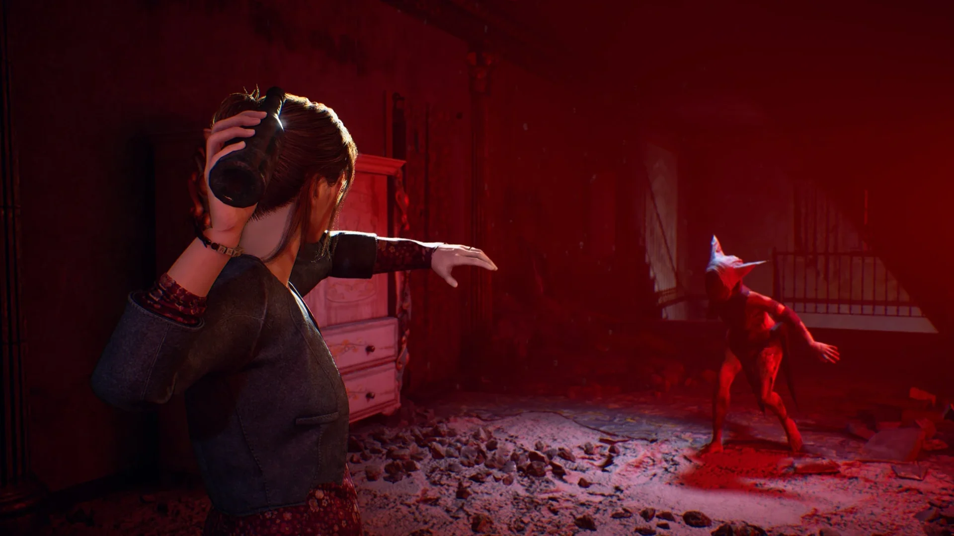 ストーカーと対峙する主人公のゲーム画面