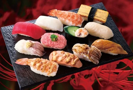 鬼の花嫁 炎の炙り十二貫盛の寿司盛り合わせ