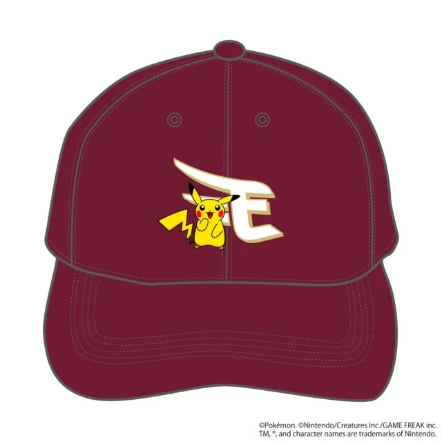 楽天イーグルスとピカチュウのロゴが入ったキャップ。